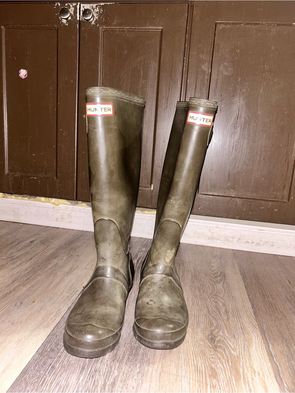 Hunter Olive Rubber Tall Rain Boots